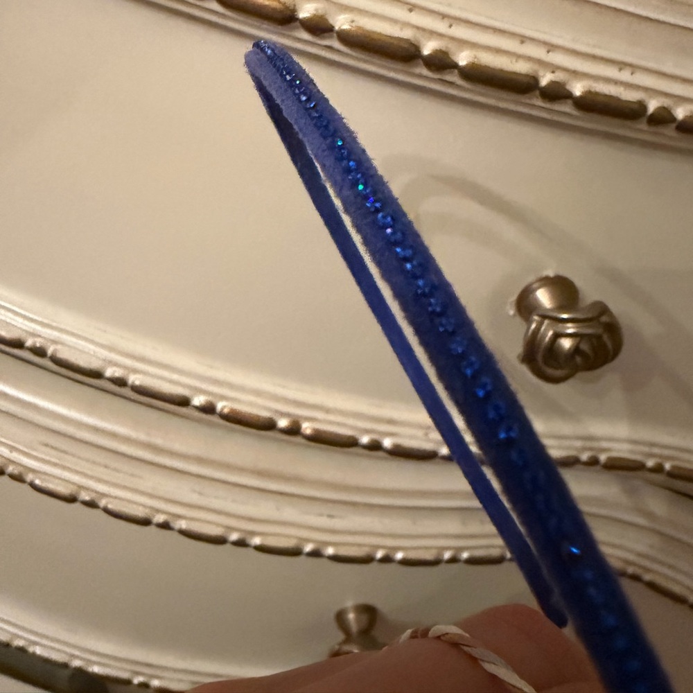 Cobalt blue headband suede Swarovski crystals Valerie Valentine made in France